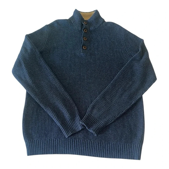 G.H. BASS & CO. Men’s Ribbed Sweater Size L Dusty Blue with Sherpa Lined… - Picture 1 of 6